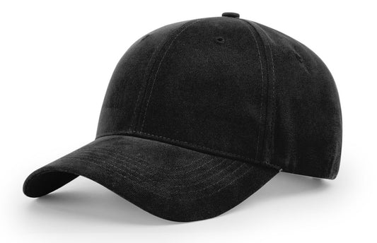 Richardson 203 Black Hat Brushed Chino Cap Adjustable hook loop Strap