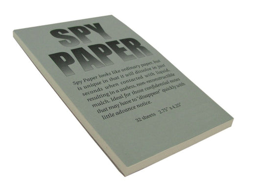 SPY PAPER Dissolves in just seconds with water turns into useless mulch