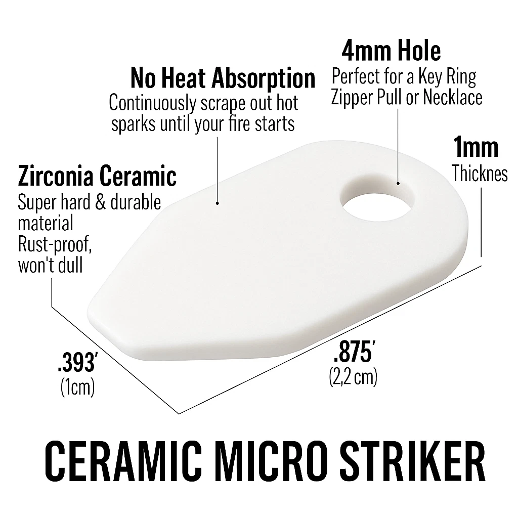 Ceramic Micro Striker Scraper Ferrocerium Rod Spark Tool Knife Sharpener 3 Pack