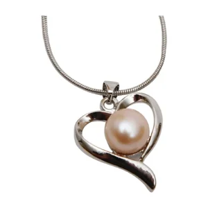 Eternal Heart Genuine Freshwater Pearl Necklace 18"